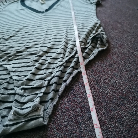 FREE PEOPLE Bodysuit T-shirt With stripes Size Medium Grey Black - Picture 9 of 15